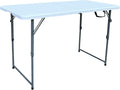 Folding Table,4ft Indoor Outdoor Heavy Duty Portable Folding Square Plastic Dining Table w/Handle, Lock for Picnic, Party, Camping (4 FT)-White