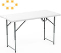 330lbs Folding Picnic Table 4/6/8 Foot Adjustable Height, 4/6/8FT Plastic Table Portable w/Handle, Utility Commercial Craft Sewing Card Table w/Heavy Duty Frame for Party Events