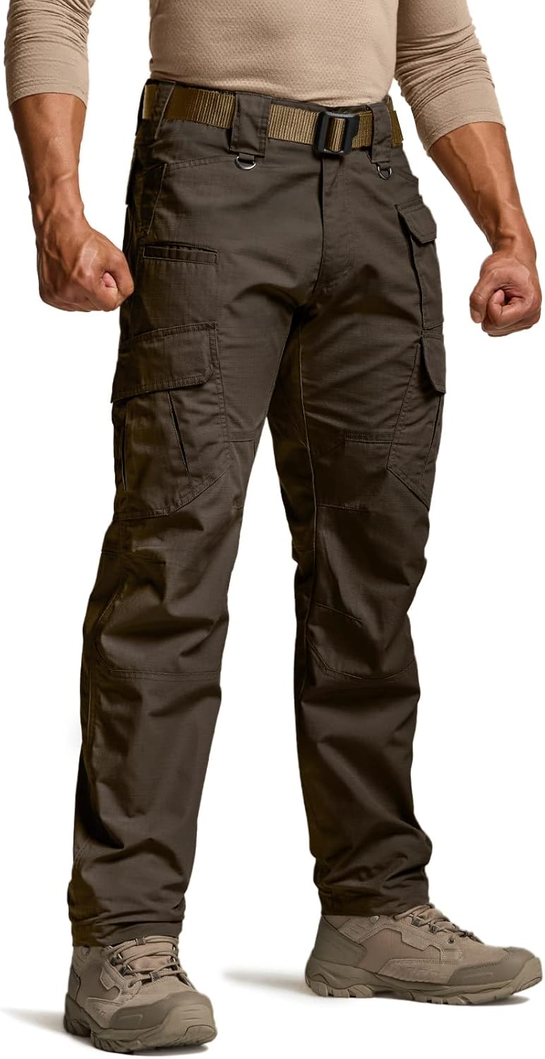 Men's Tactical Pants, Water Resistant Ripstop Cargo Pants, Lightweight EDC Work Hiking Pants, Outdoor Apparel