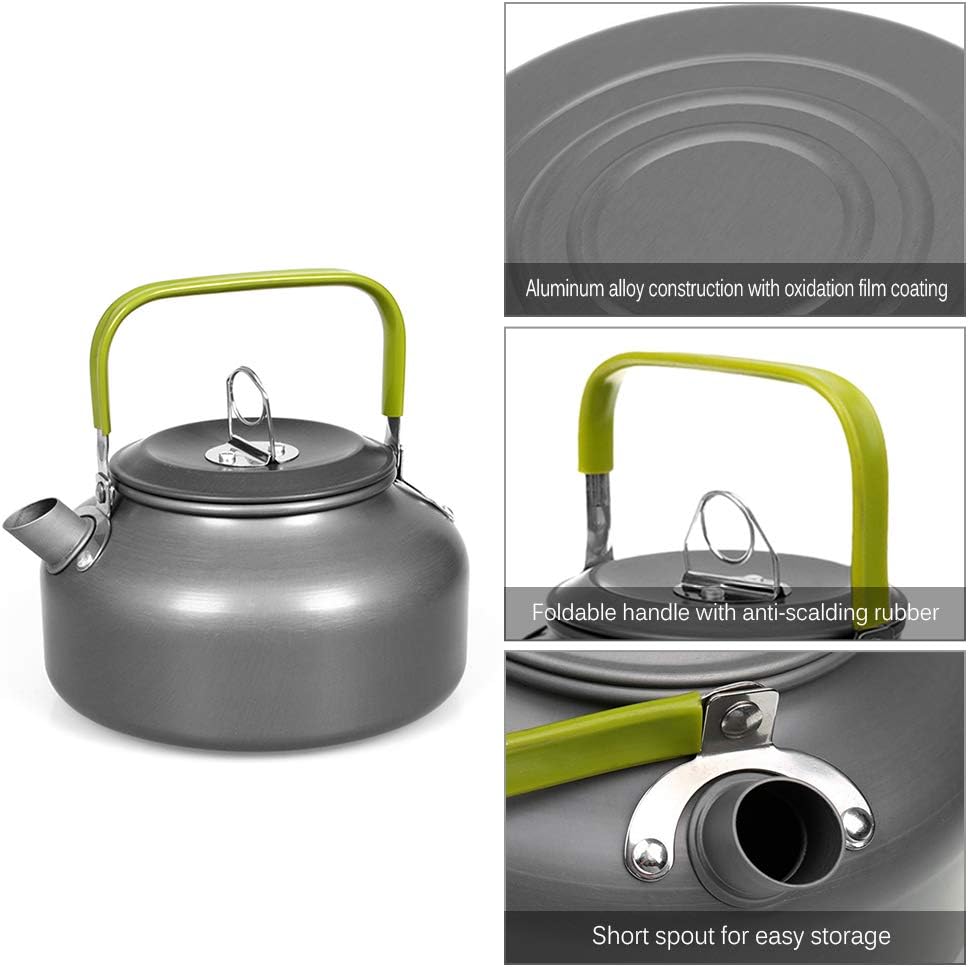 Camping Kettle 0.8L/1.2L/1.6L for Boiling Water, Coffee Pot Tea Kettle Aluminum Alloy Teapot with Silicon Handle Carry Bag for Hiking Outdoor Picnic