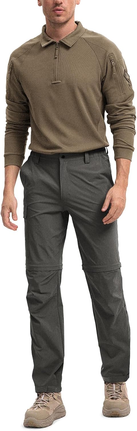 Men's-Hiking-Pants Convertible Quick-Dry Water-Resistant Lightweight Zip-Off Outdoor with 5 Deep Pockets