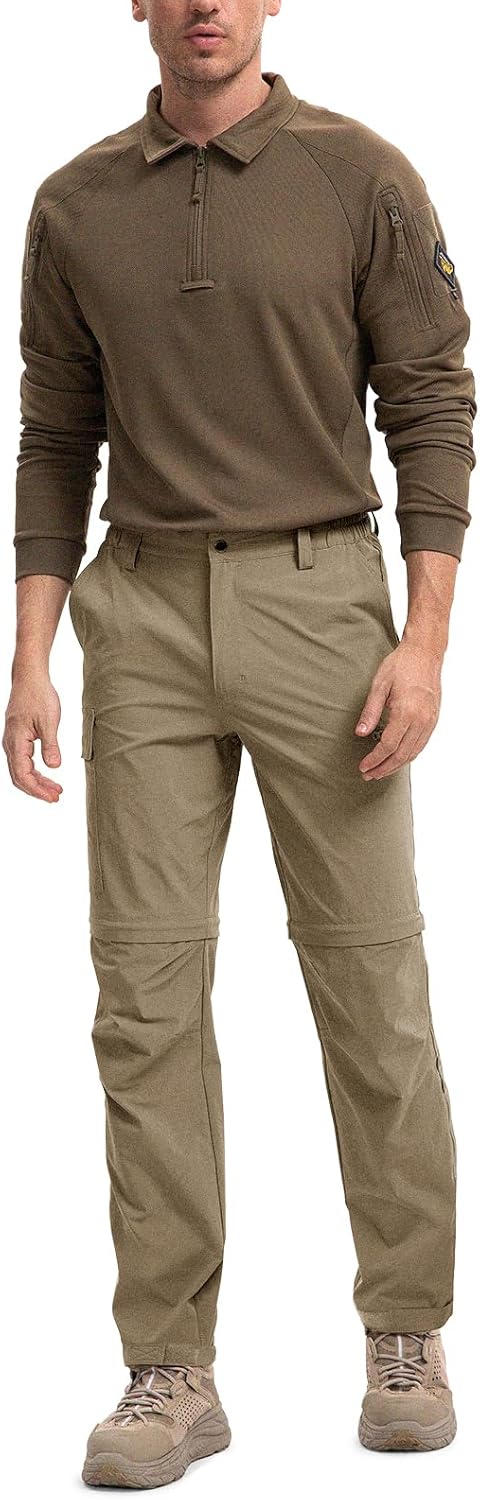 Men's-Hiking-Pants Convertible Quick-Dry Water-Resistant Lightweight Zip-Off Outdoor with 5 Deep Pockets