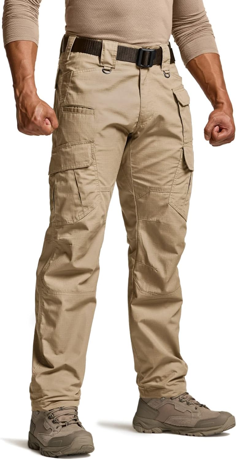 Men's Tactical Pants, Water Resistant Ripstop Cargo Pants, Lightweight EDC Work Hiking Pants, Outdoor Apparel