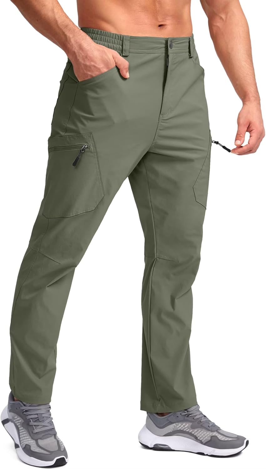 Men's Lightweight Hiking Pants with 7 Pockets Quick Dry Water Resistant Fishing Travel Pants