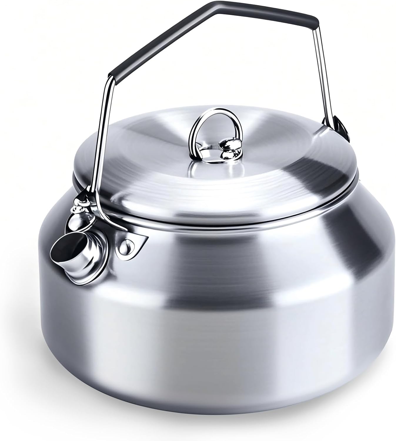 Camping Kettle Outdoor Campfire Camp Kettle, 1L Stainless Steel camping tea kettle Coffee Pot, Portable Lightweight Teapot Fast Heating Boiling Water, Ideal for Hiking Picnic Travel, Silver