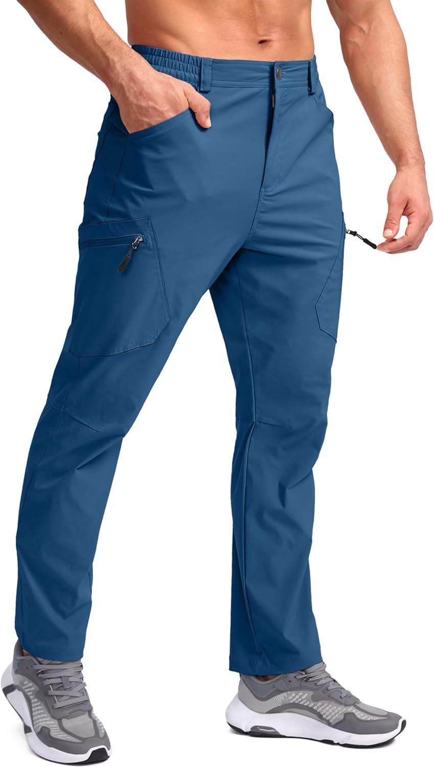 Men's Lightweight Hiking Pants with 7 Pockets Quick Dry Water Resistant Fishing Travel Pants
