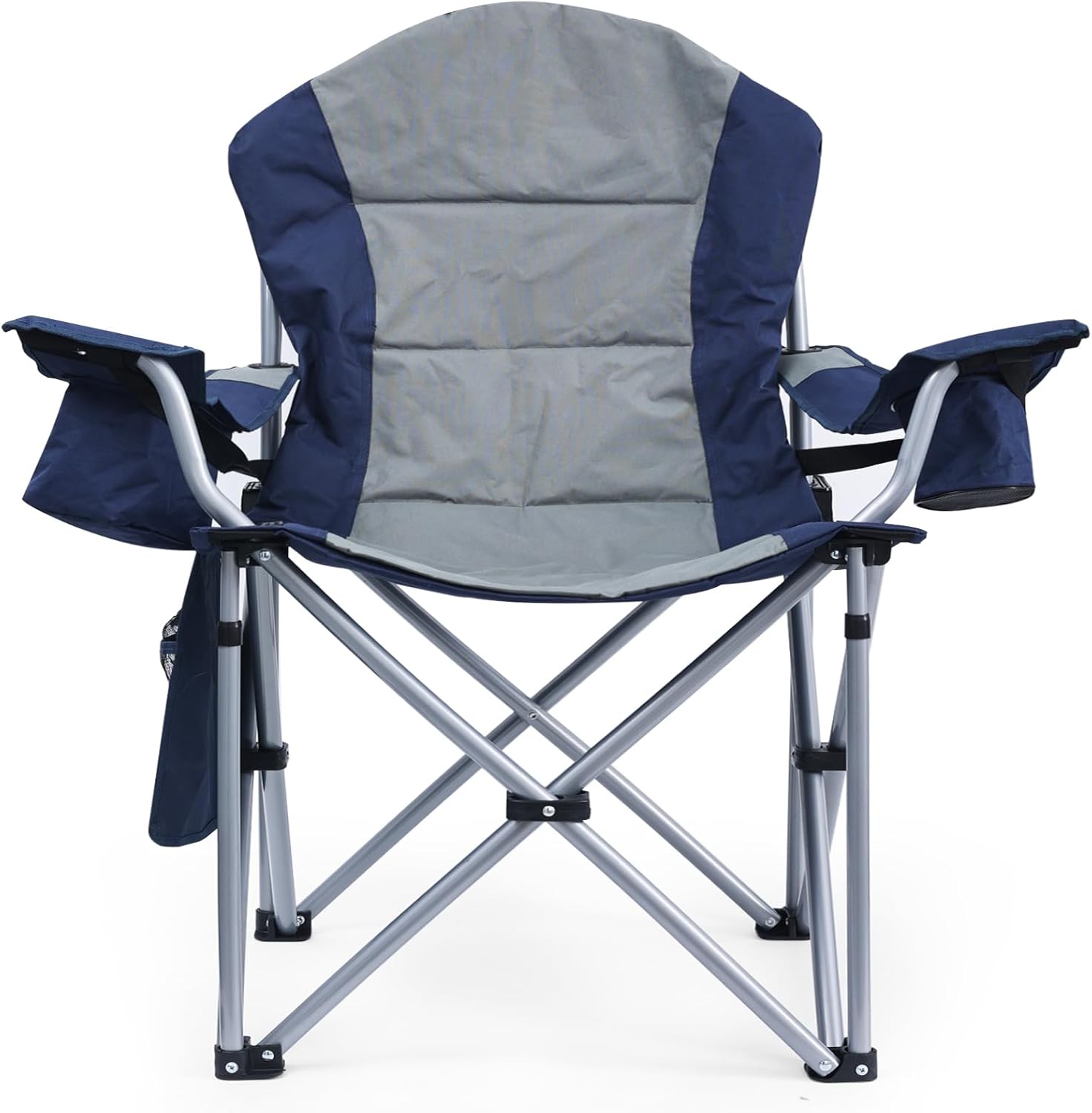 Oversized Camping Chairs for Adults with Lumbar Support, Padded Camping Chair with Storage Pocket, Folding Chairs for Outside with Cup Holder Support to 400LBS