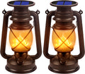 Solar Lantern Outdoor Hanging Solar Lights Dancing Flame Led Waterproof Camping Lamps, Landscape Decor for Table Patio Garden Yard Pathway Porch 2 Pack
