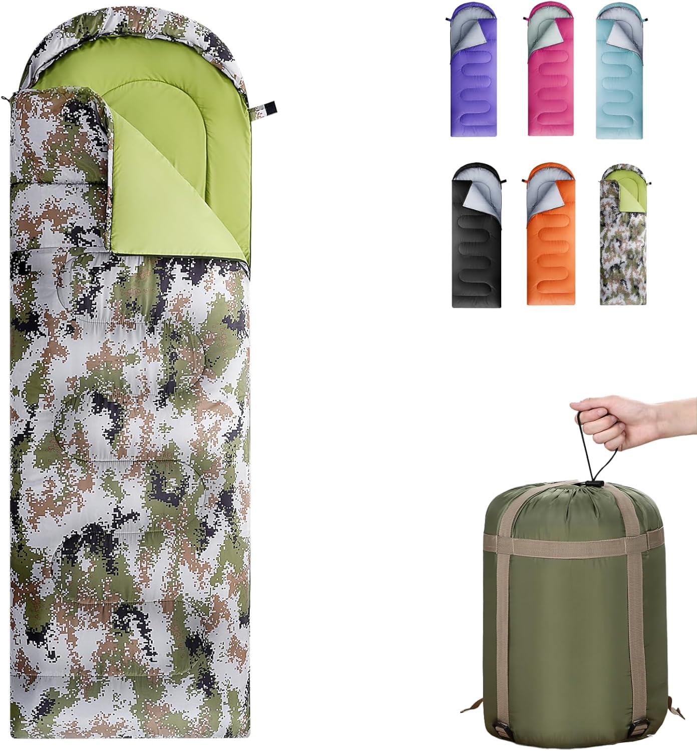 Sleeping Bags for Adults, Teens & Kids - Use for 3-4 Seasons, Warm & Cold Weather - Lightweight,Waterproof, Use for Backpacking, Hiking and Camping