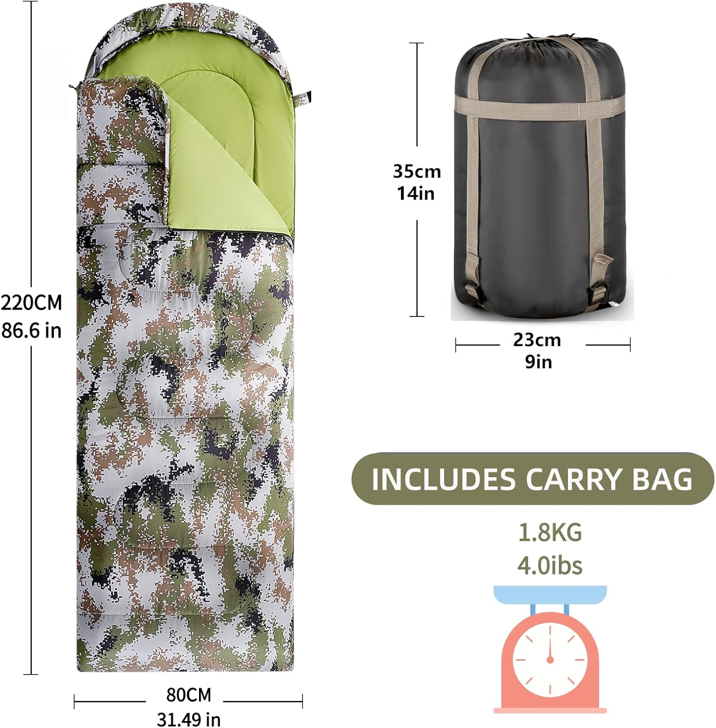 Sleeping Bags for Adults, Teens & Kids - Use for 3-4 Seasons, Warm & Cold Weather - Lightweight,Waterproof, Use for Backpacking, Hiking and Camping