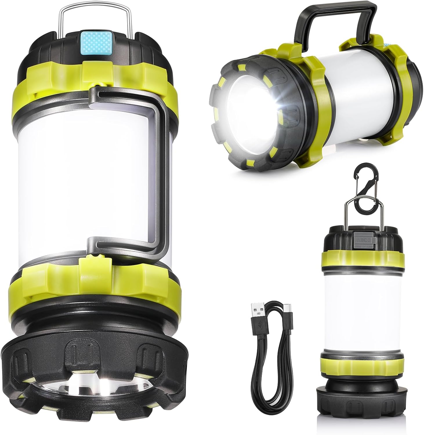 LED Camping Lantern Flashlight Rechargeable(Pack of 1),  Portable Torch with 6 Light Modes, 3600 Power Bank, IPX4 Waterproof, USB C, Camping Lights for Hurricane, Emergency, Survival Kits