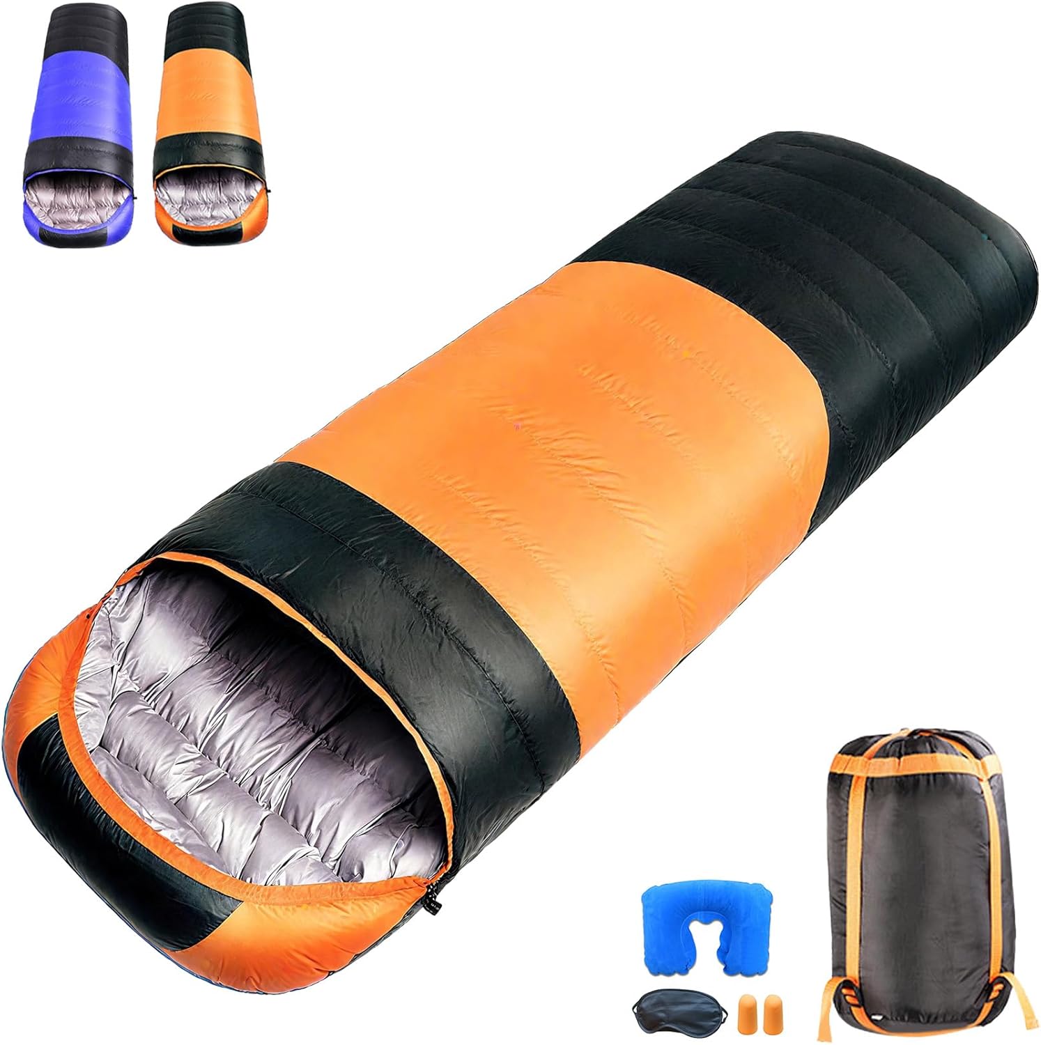 Sleeping Bag for Adults Backpacking Lightweight Waterproof Cold Weather 30°F - Warm Thickened Camping Sleeping Bags Zip Together for Double Machine Washable Camping Travel Cycling Four Seasons