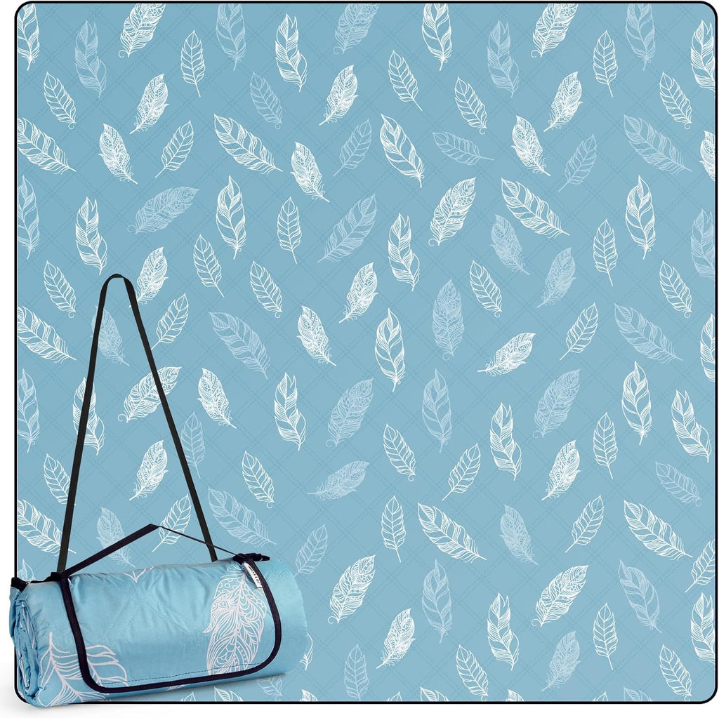 Picnic Blanket Waterproof Washable Beach Blanket Sandfree XXL Camping Blanket Beach Mat Insulated with Waterproof Backing (200 x 200 cm, Blue)