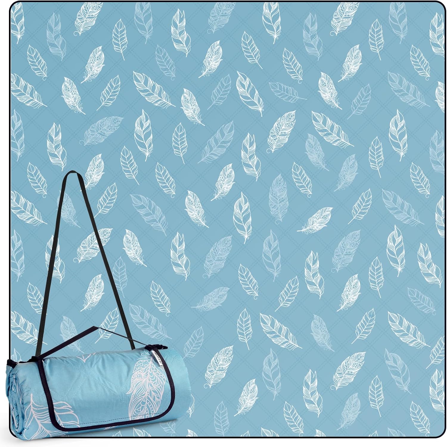 Picnic Blanket Waterproof Washable Beach Blanket Sandfree XXL Camping Blanket Beach Mat Insulated with Waterproof Backing (200 x 200 cm, Blue)