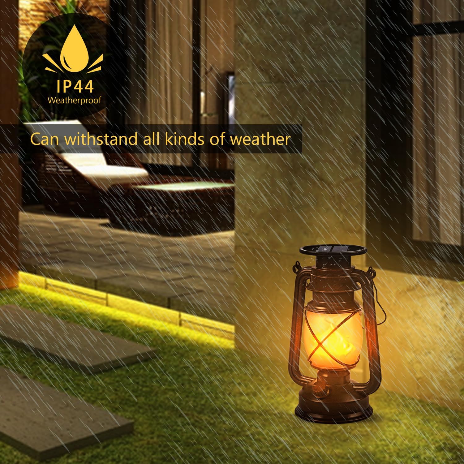 Solar Lantern Outdoor Hanging Solar Lights Dancing Flame Led Waterproof Camping Lamps, Landscape Decor for Table Patio Garden Yard Pathway Porch 2 Pack