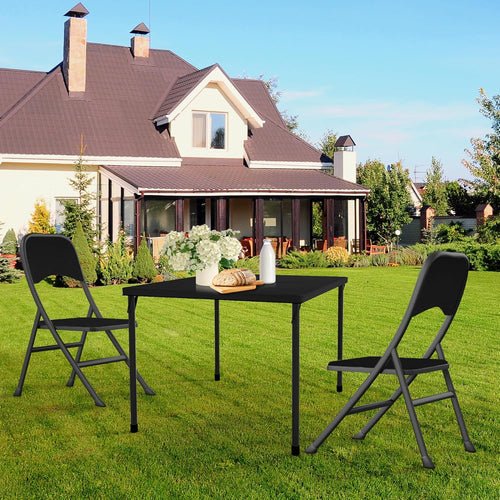 34" Folding Table, Portable Square Folding Card Table with Collapsible Legs & Carrying Handle, Plastic Tables for Camping,Picnic, Office, Party, Black
